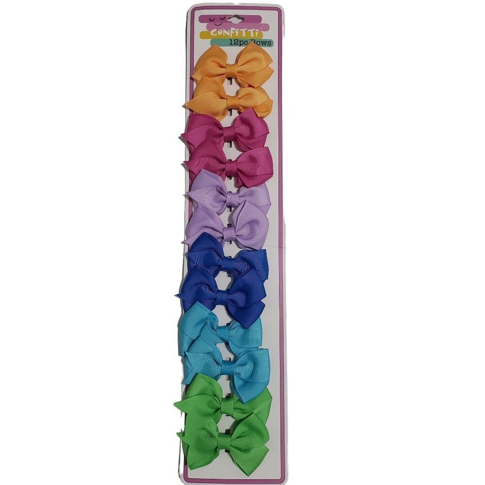 New Macy's Confetti 12 Piece Hair Bow‎ Clips
